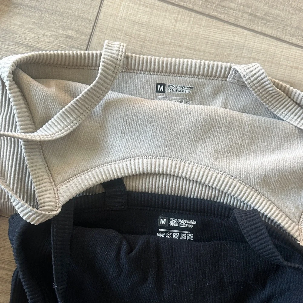 Women's Ribbed crop/semi crop Tank Tops  - Black, Blue, Brown, Cream - Picture 5 of 6